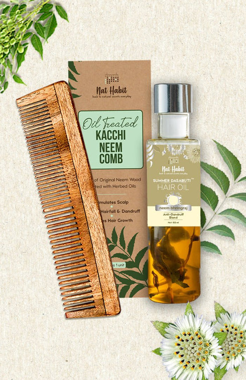 Nat Habit Dual Tooth Comb Neem Bhringraj Dasabuti Hair Oil 200g